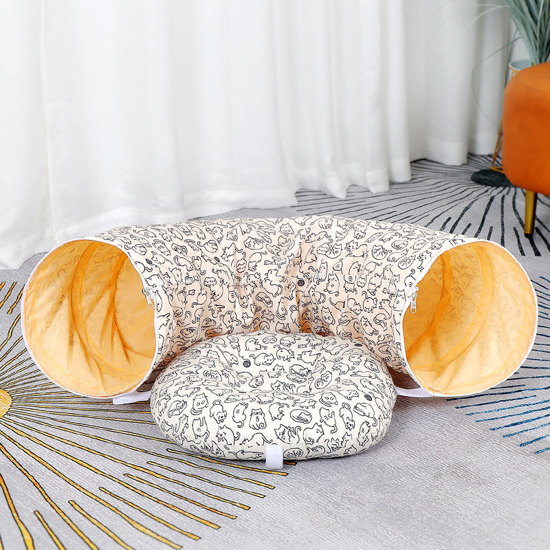 HKM-494611 Donut Cat Nest Tunnel for All Seasons - Extra Large Universal Toy Maze with Various Color Options