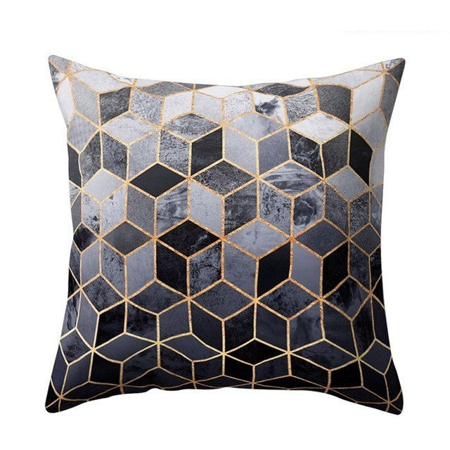 HKM-494995 Geometric Plush Polyester Fiber Pillow Cover - 45x45cm with PP Cotton Filling