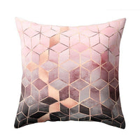HKM-494995 Geometric Plush Polyester Fiber Pillow Cover - 45x45cm with PP Cotton Filling