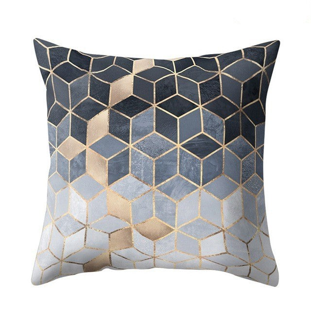 HKM-494995 Geometric Plush Polyester Fiber Pillow Cover - 45x45cm with PP Cotton Filling