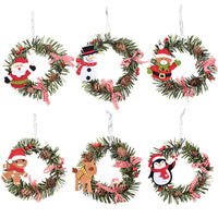 HKM-495059 Christmas PVC Wreath Pendant with Snowman, Elk, Bear, and Gingerbread Design
