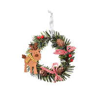 HKM-495059 Christmas PVC Wreath Pendant with Snowman, Elk, Bear, and Gingerbread Design
