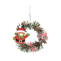 HKM-495059 Christmas PVC Wreath Pendant with Snowman, Elk, Bear, and Gingerbread Design