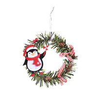 HKM-495059 Christmas PVC Wreath Pendant with Snowman, Elk, Bear, and Gingerbread Design