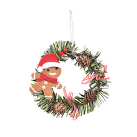 HKM-495059 Christmas PVC Wreath Pendant with Snowman, Elk, Bear, and Gingerbread Design