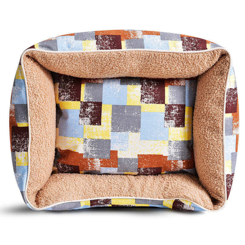 HKM-495059 Cozy Cartoon Square Dog Bed in Various Colors for Pets Up to 80kg