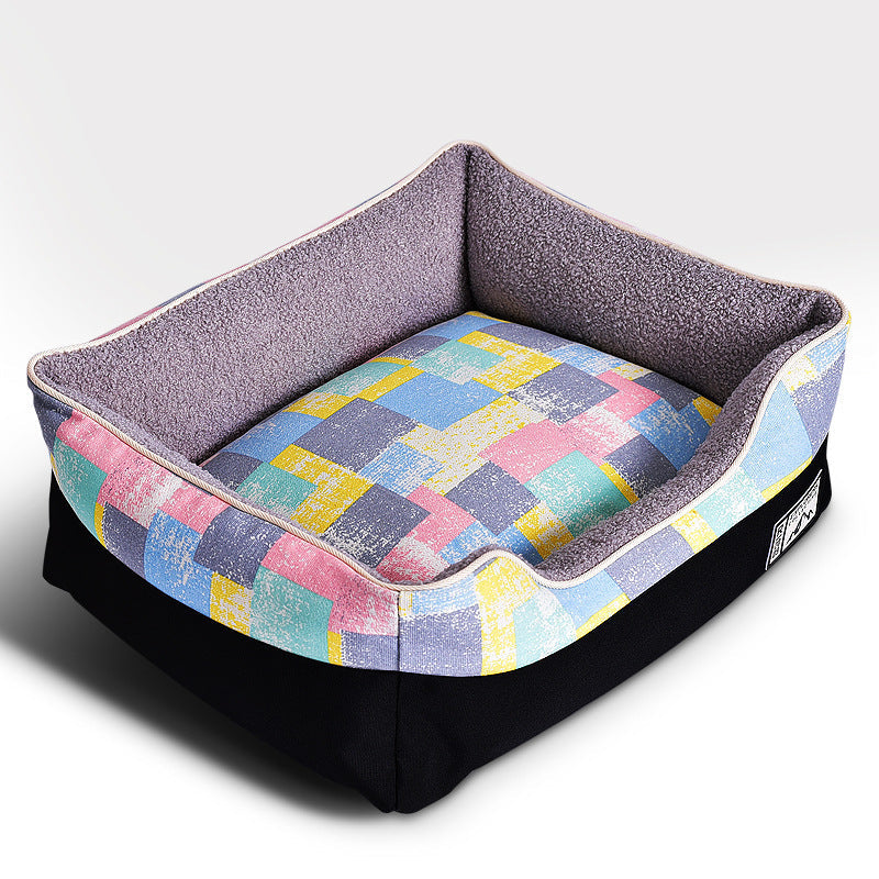 HKM-495059 Cozy Cartoon Square Dog Bed in Various Colors for Pets Up to 80kg