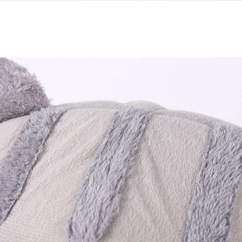 HKM-495123 Cozy Cartoon Cat & Dog Bed with Sleeping Bag Design - Soft Wool-Polyester Cushion