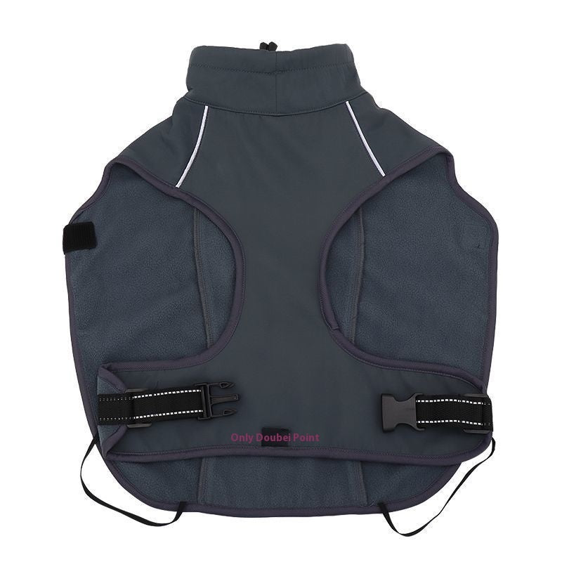 HKM-495443 Thick Coral Fleece Winter Vest for Pets in Bright Orange and Splash Black