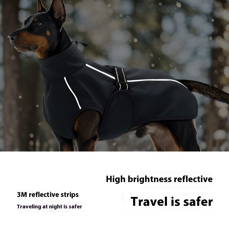 HKM-495443 Thick Coral Fleece Winter Vest for Pets in Bright Orange and Splash Black