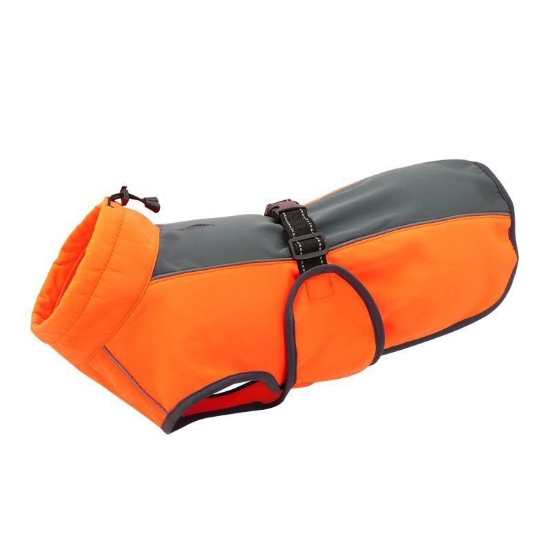 HKM-495443 Thick Coral Fleece Winter Vest for Pets in Bright Orange and Splash Black
