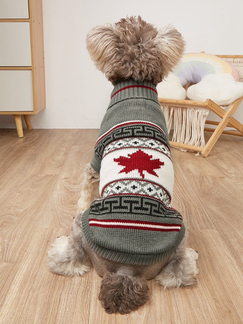 HKM-495507 Cozy Knitted Gray Deer Sweater for Pets - Sizes No.6 to No.16
