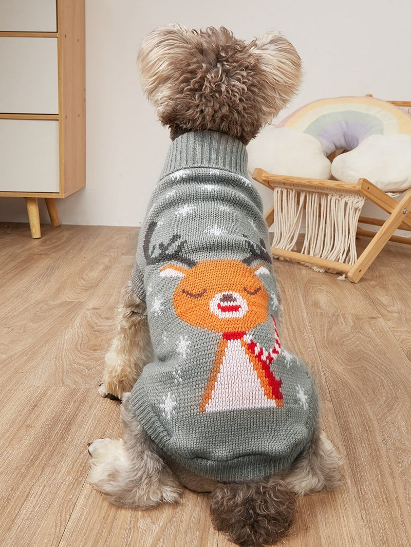 HKM-495507 Cozy Knitted Gray Deer Sweater for Pets - Sizes No.6 to No.16
