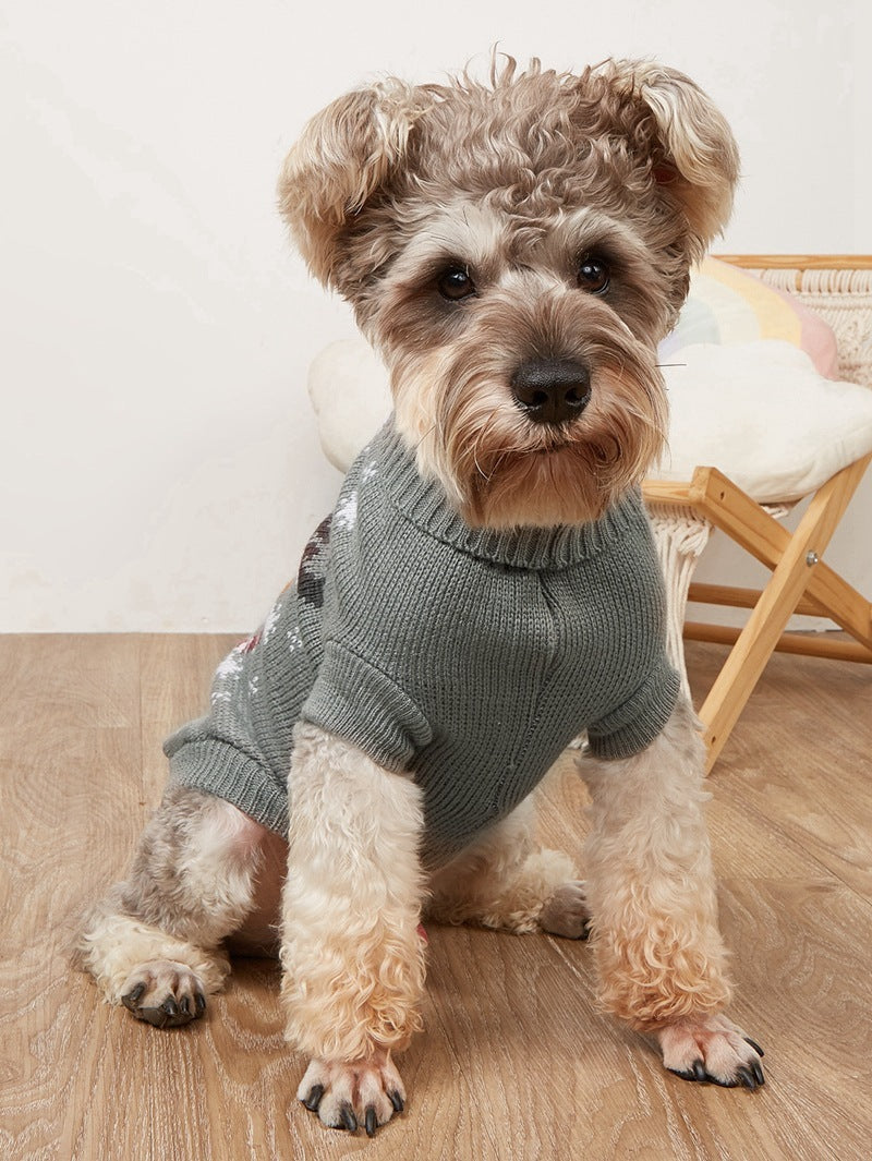 HKM-495507 Cozy Knitted Gray Deer Sweater for Pets - Sizes No.6 to No.16