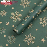 HKM-495571 Christmas Kraft Paper Gift Wrap with Cartoon Design, Red and Green, 1 Pack