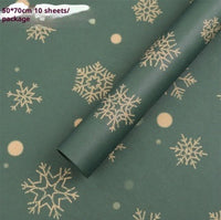 HKM-495571 Christmas Kraft Paper Gift Wrap with Cartoon Design, Red and Green, 1 Pack
