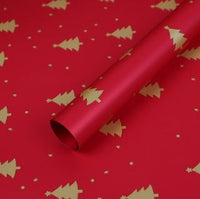 HKM-495571 Christmas Kraft Paper Gift Wrap with Cartoon Design, Red and Green, 1 Pack