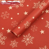 HKM-495571 Christmas Kraft Paper Gift Wrap with Cartoon Design, Red and Green, 1 Pack