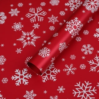 KTX-495571 Christmas Kraft Paper Gift Wrap with Cartoon Design, Red and Green, 1 Pack