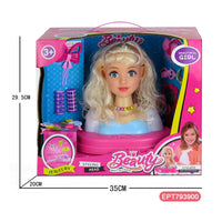 HKM-495571 Educational Hairdressing Doll Head Set with Accessories for Kids Ages 2 to 7