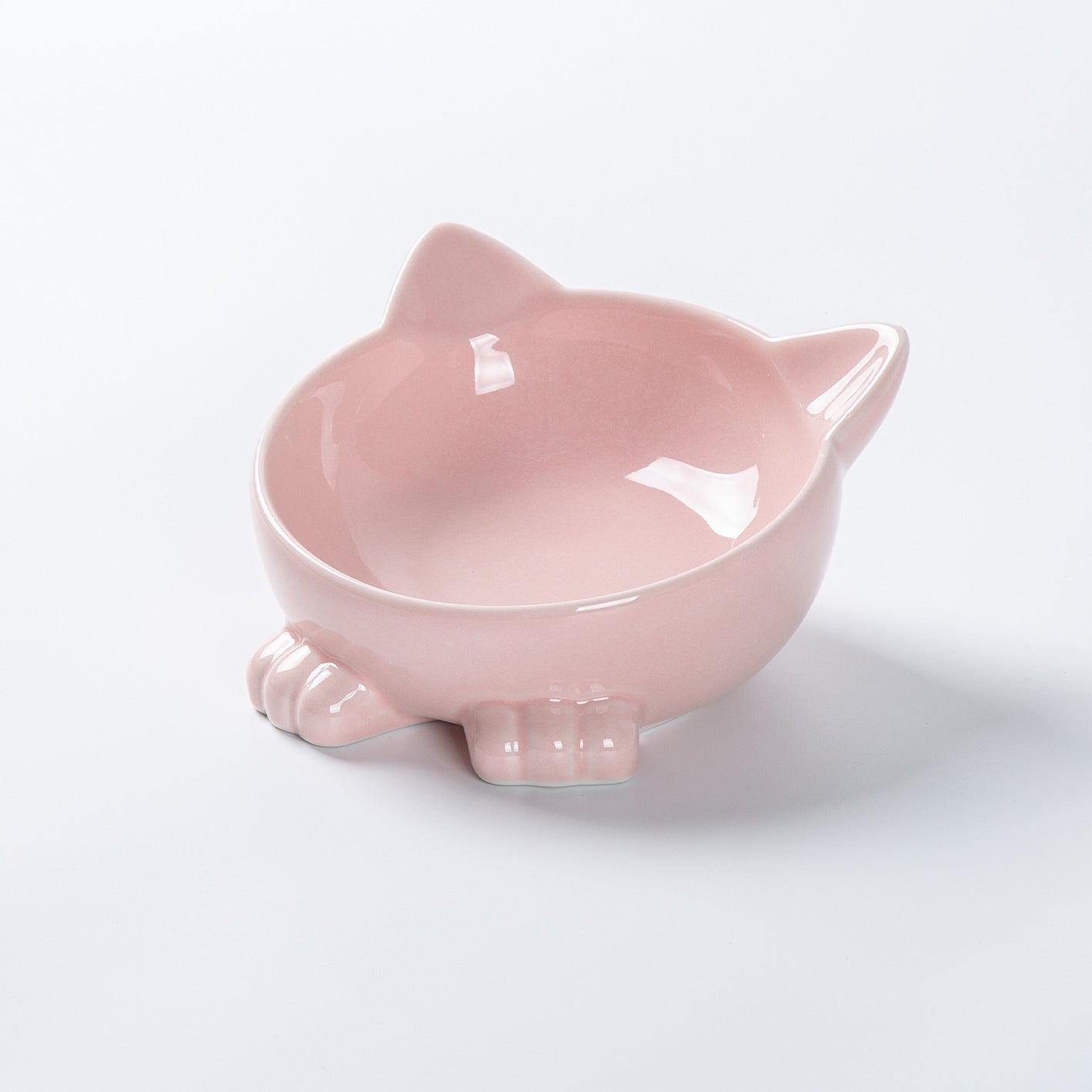 HKM-495699 Ceramic Cat Face High-foot Bowl for Comfortable Neck Protection - Pet Food and Drinking Utensil