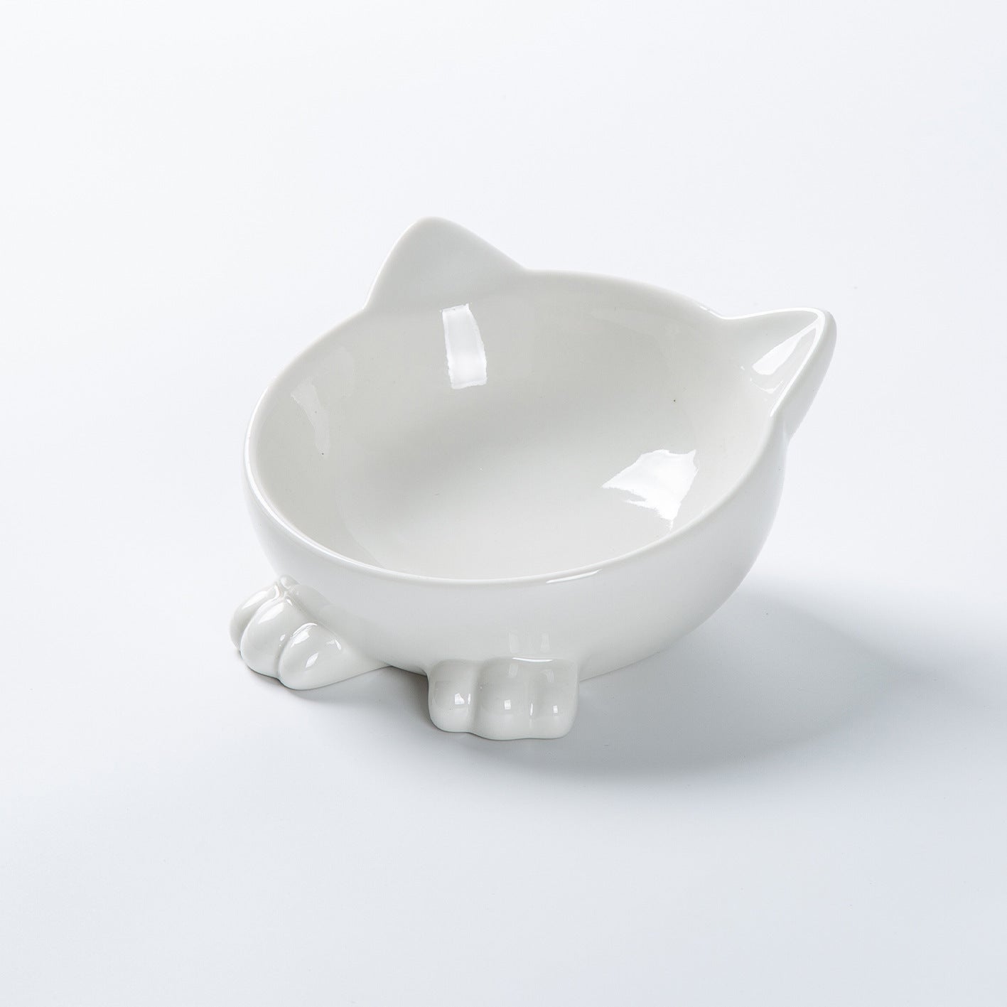 HKM-495699 Ceramic Cat Face High-foot Bowl for Comfortable Neck Protection - Pet Food and Drinking Utensil