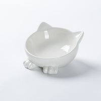 HKM-495699 Ceramic Cat Face High-foot Bowl for Comfortable Neck Protection - Pet Food and Drinking Utensil