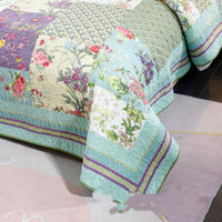 HKM-495763 Floral Splicing Cotton Quilt Set - Three-Piece Bedding for All Seasons