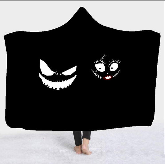 HKM-495763 Horror Character Hooded Blanket - Cozy Flannel Polyester Fabric, Multiple Colors & Sizes Available