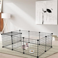 HKM-495955 Portable Metal Wire Pet Playpen for Small Animals - 12 Panels, Easy Assembly, DIY Design, Indoor/Outdoor Use