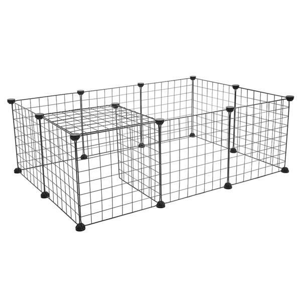 HKM-495955 Portable Metal Wire Pet Playpen for Small Animals - 12 Panels, Easy Assembly, DIY Design, Indoor/Outdoor Use
