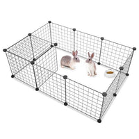 HKM-495955 Portable Metal Wire Pet Playpen for Small Animals - 12 Panels, Easy Assembly, DIY Design, Indoor/Outdoor Use