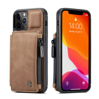 HKM-496019 Frosted Multifunctional Zipper Phone Case with Card Slots for iPhone and Samsung Models