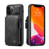 HKM-496019 Frosted Multifunctional Zipper Phone Case with Card Slots for iPhone and Samsung Models