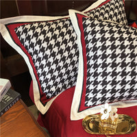 HKM-496083 Cotton North Velvet Houndstooth Bedding Set - 4 Piece Quilt Cover, Sheets, Pillow Cases