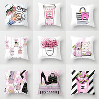 HKM-496147 Heart-Shaped Thermal Transfer Printed Peach Skin Pillowcase - Nordic Style 45x45 cm