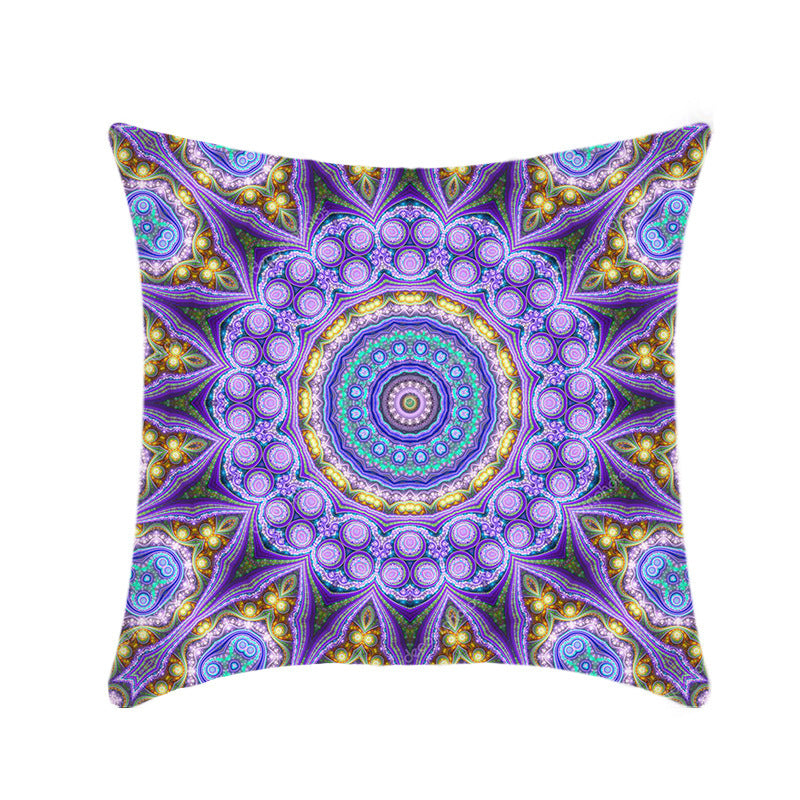 HKM-496211 Retro Ethnic Mandala Pillow Cover - Single-Sided 45x45cm, Various Solid Colors