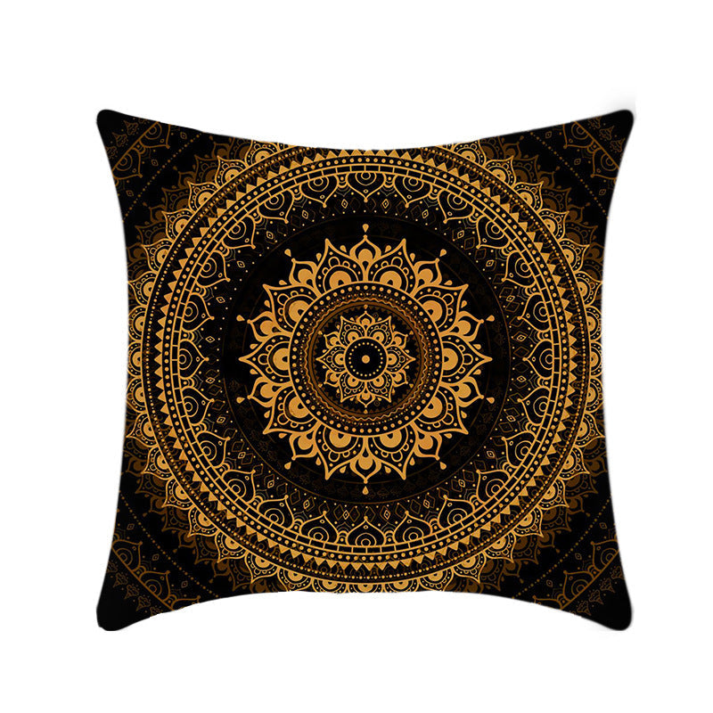 HKM-496211 Retro Ethnic Mandala Pillow Cover - Single-Sided 45x45cm, Various Solid Colors