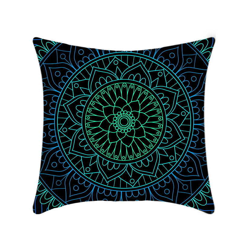 HKM-496211 Retro Ethnic Mandala Pillow Cover - Single-Sided 45x45cm, Various Solid Colors