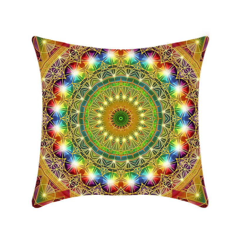 HKM-496211 Retro Ethnic Mandala Pillow Cover - Single-Sided 45x45cm, Various Solid Colors
