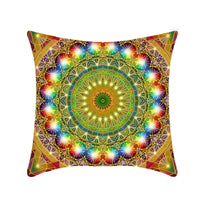 HKM-496211 Retro Ethnic Mandala Pillow Cover - Single-Sided 45x45cm, Various Solid Colors