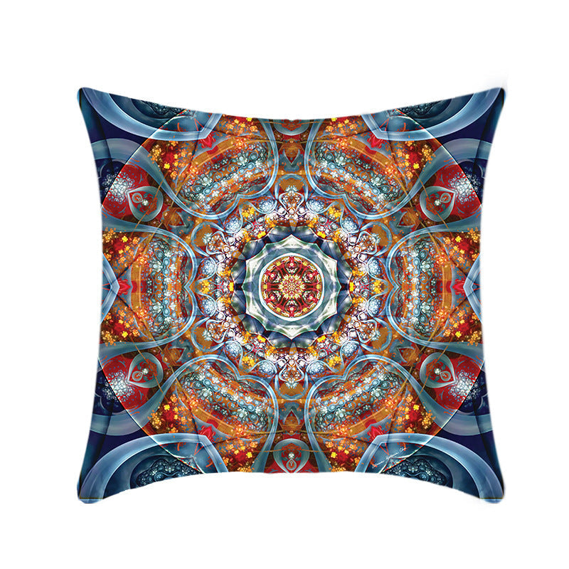 HKM-496211 Retro Ethnic Mandala Pillow Cover - Single-Sided 45x45cm, Various Solid Colors