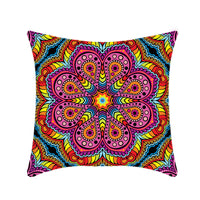 HKM-496211 Retro Ethnic Mandala Pillow Cover - Single-Sided 45x45cm, Various Solid Colors