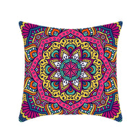 HKM-496211 Retro Ethnic Mandala Pillow Cover - Single-Sided 45x45cm, Various Solid Colors