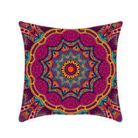 HKM-496211 Retro Ethnic Mandala Pillow Cover - Single-Sided 45x45cm, Various Solid Colors