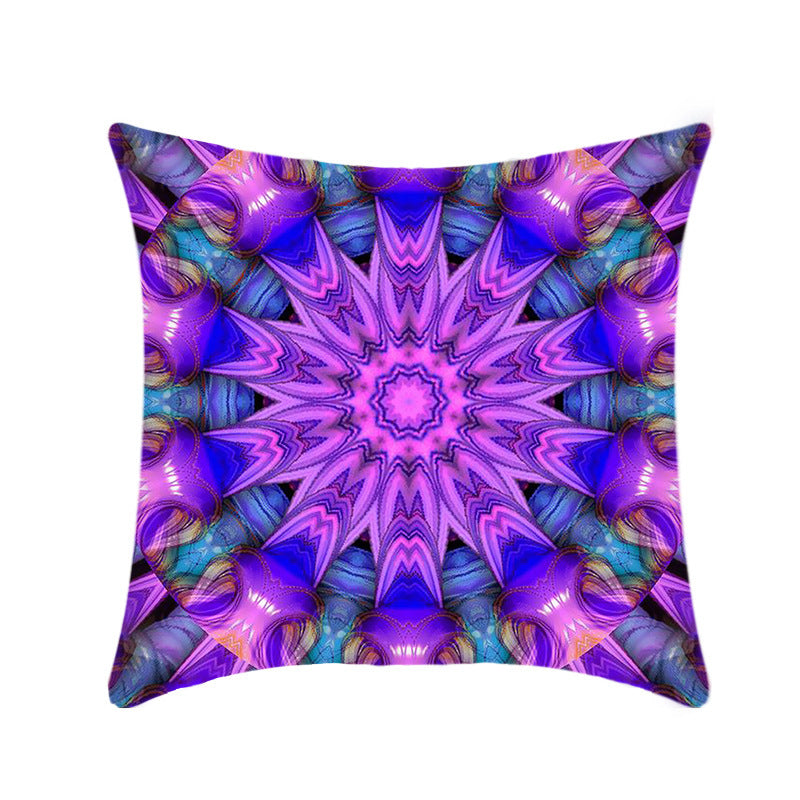 HKM-496211 Retro Ethnic Mandala Pillow Cover - Single-Sided 45x45cm, Various Solid Colors