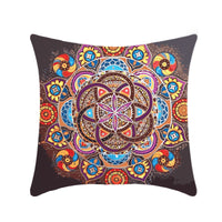 HKM-496211 Retro Ethnic Mandala Pillow Cover - Single-Sided 45x45cm, Various Solid Colors