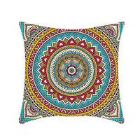 HKM-496211 Retro Ethnic Mandala Pillow Cover - Single-Sided 45x45cm, Various Solid Colors