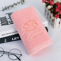 HKM-496339 Plus-sized Thick Absorbent Pure Cotton Constellation Bath Towel with Embroidery