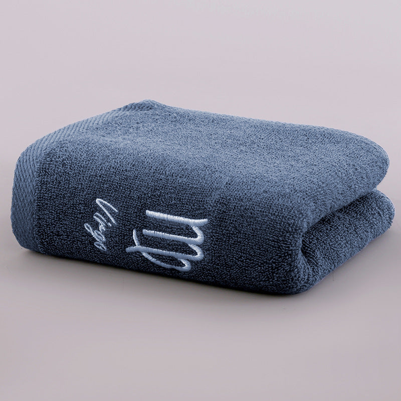 HKM-496339 Plus-sized Thick Absorbent Pure Cotton Constellation Bath Towel with Embroidery